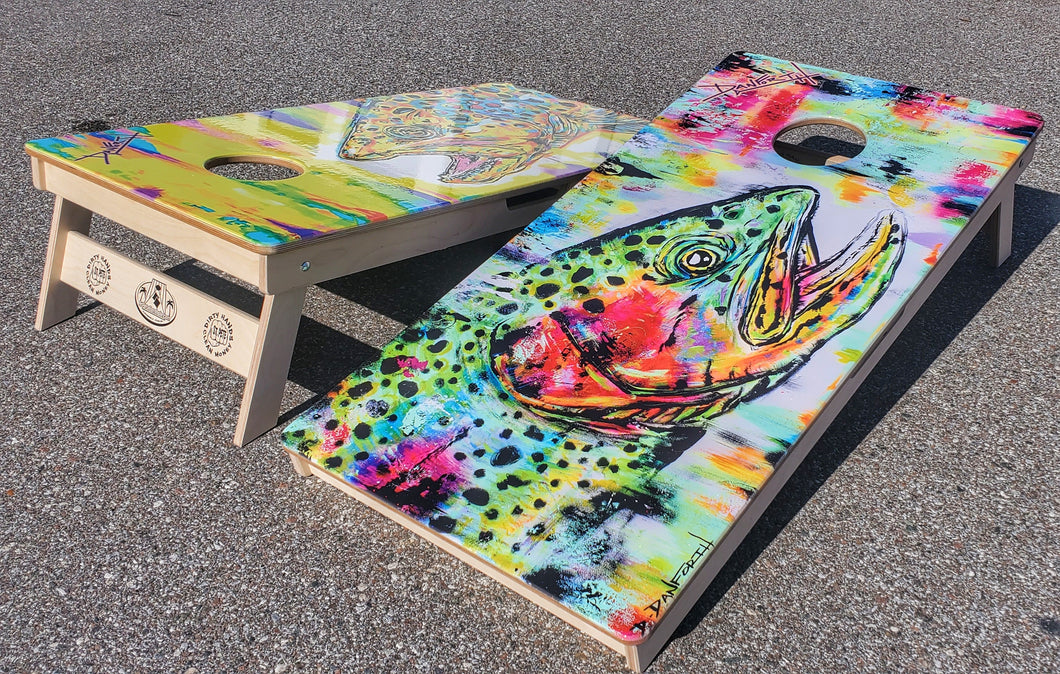 Rainbow Trout Cornhole Boards by David Danforth
