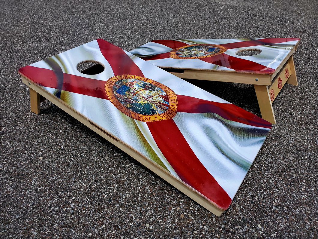 Flying Florida Flag Cornhole Boards
