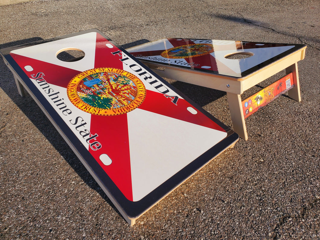 Florida Flag Plate Cornhole Boards