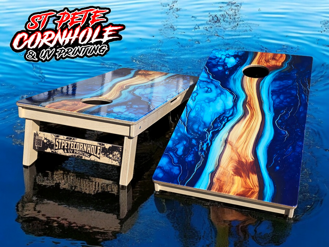 Epoxy Resin Live Edge Cornhole Boards – St Pete Cornhole & UV Printing Epoxy Resin Live Edge Cornhole Boards – St Pete Cornhole & UV Printing