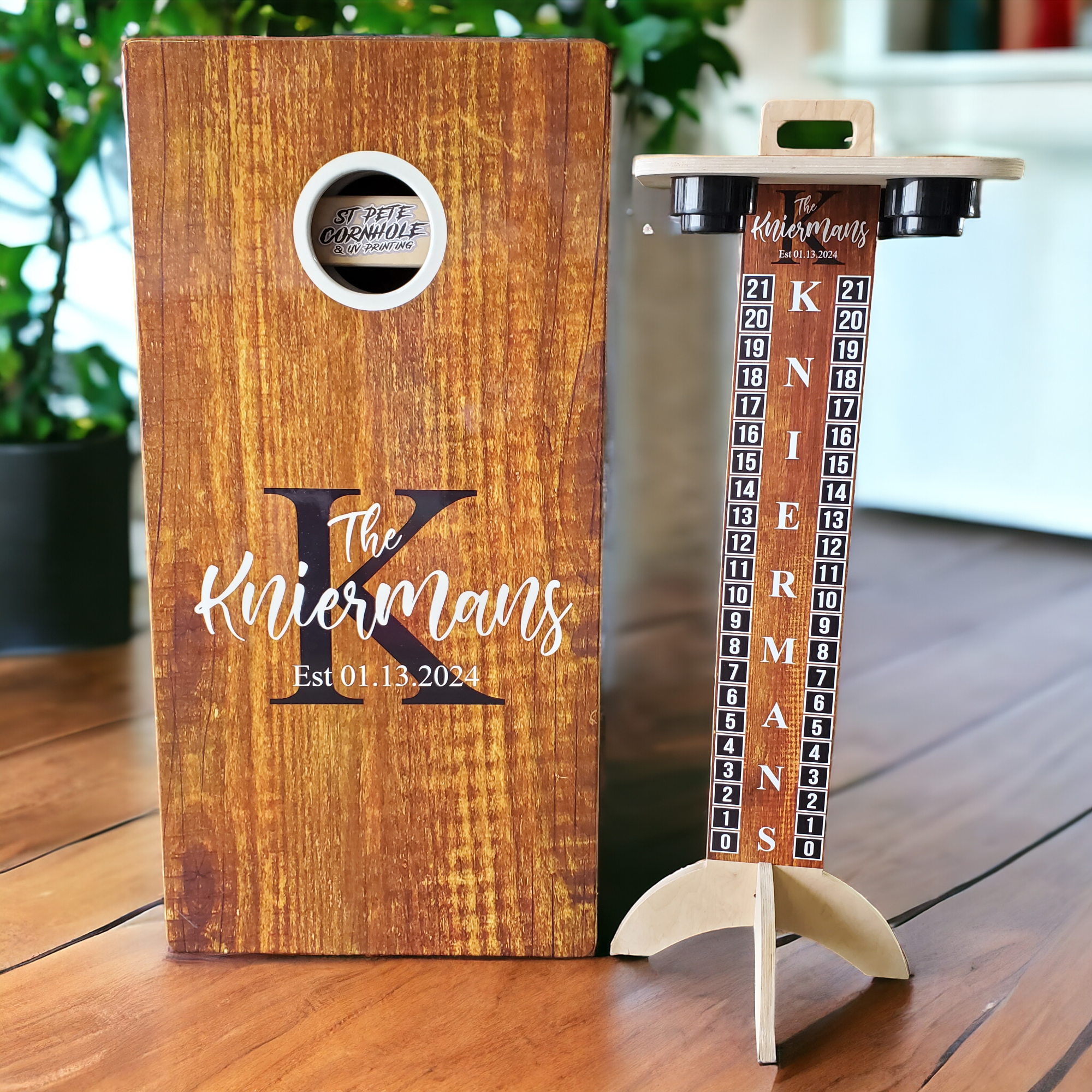 *CUSTOM* Scoretower with Double Cup Holders – St Pete Cornhole & UV ...