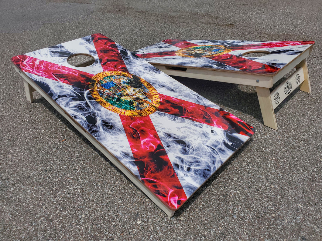 Florida Flag Smoked Out Cornhole Boards