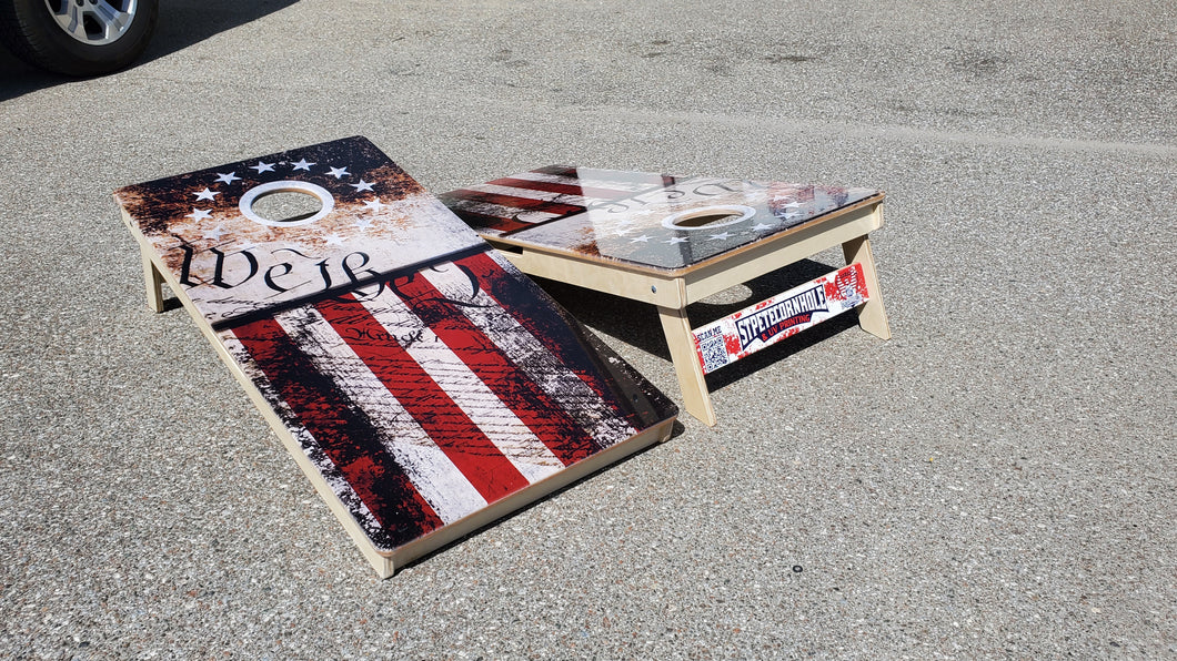 We The People with Hole Ring Cornhole Boards