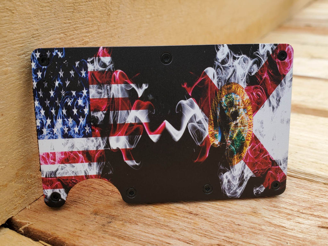 Florida Flag & American Flag Minimalist Wallet