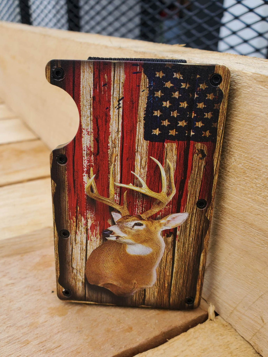 American Flag & Deer Minimalist Wallet