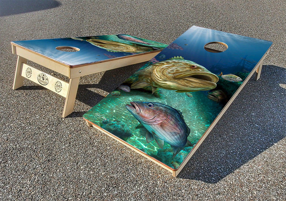Gag Grouper Cornhole Boards by Mark Erickson